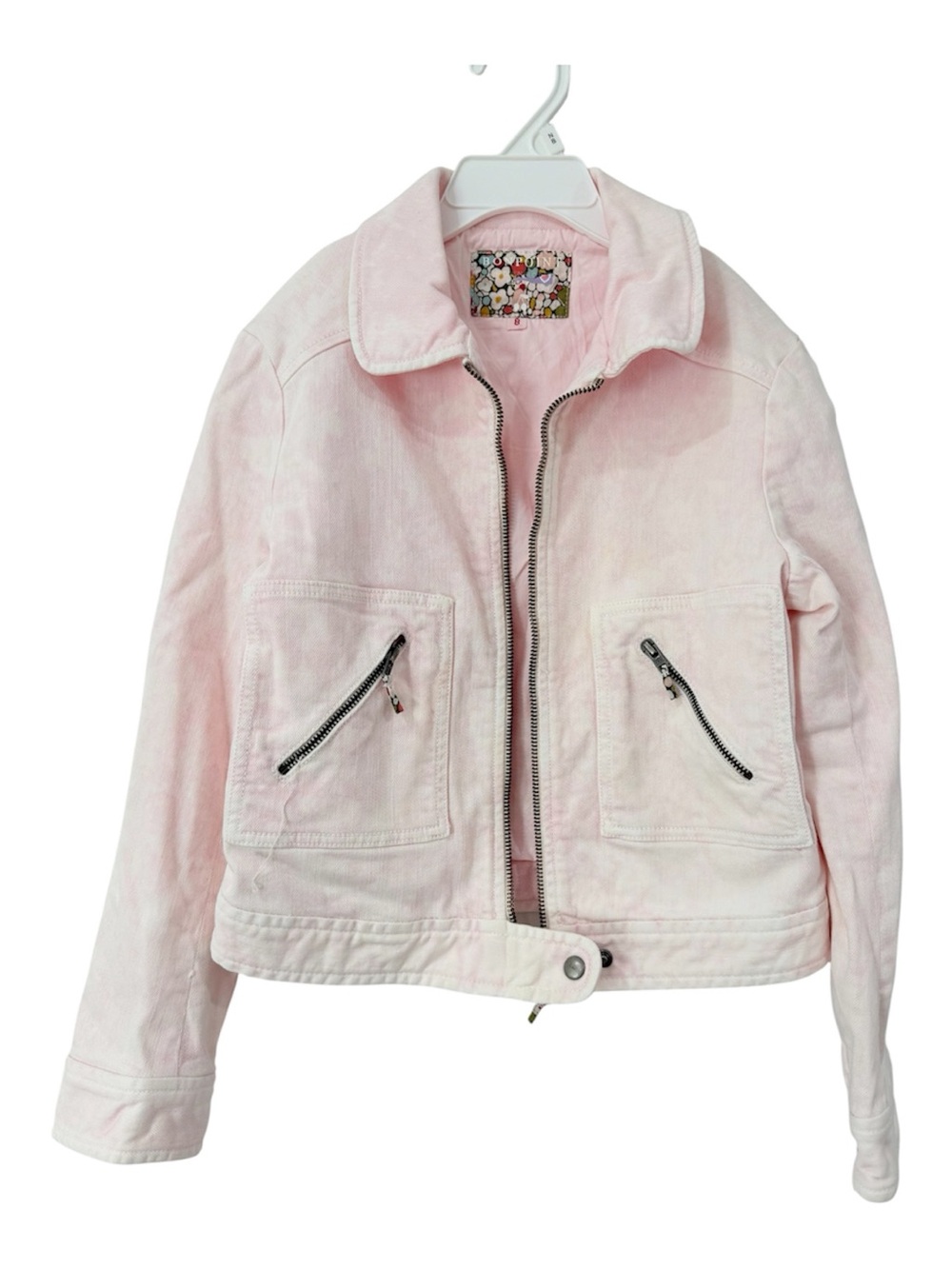 Bonpoint Light Pink Zip-Up Jean Jacket for Kids Size 8